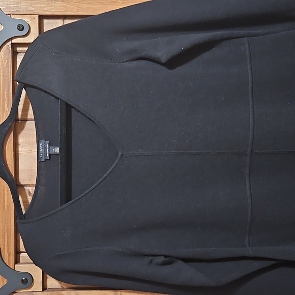 Talbots Black Merino Wool Midi Sweater Dress Long Sleeve L Petite - Picture 2 of 14